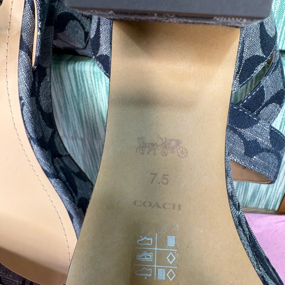 Coach Dark Blue Patterned Sandals - Picture 8 of 10